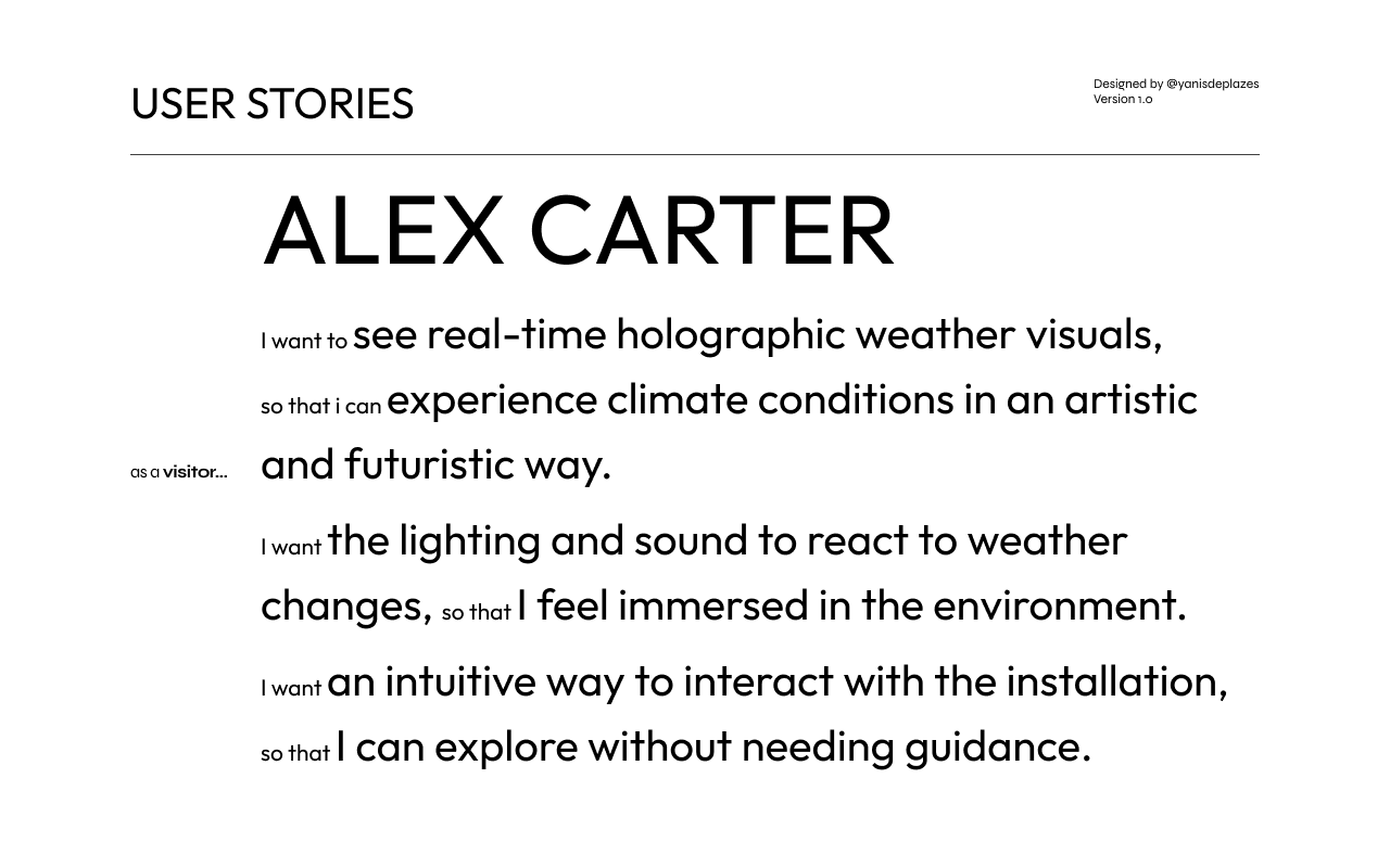 User Story - Alex Carter